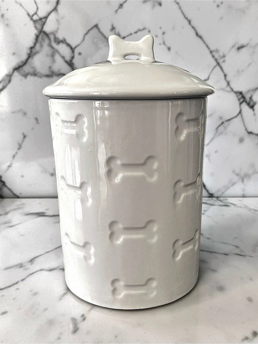 Park Life Designs Dog Bone Ceramic Storage Canister in White